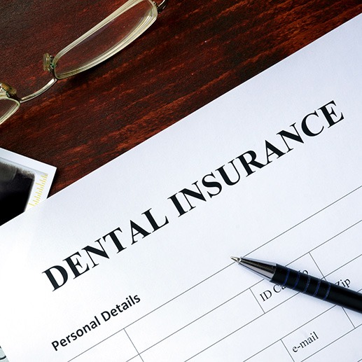 Dental insurance form on a table