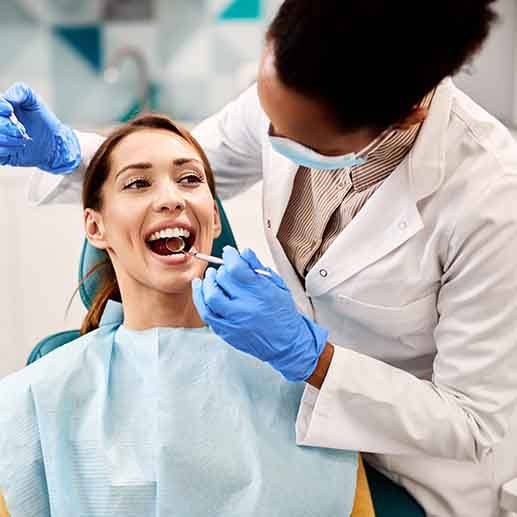 Patient smiling during dental checkup